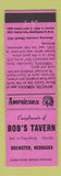 Matchbook Cover - Bob's Tavern Brewster NE Perkins Americana PINK
