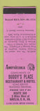 Matchbook Cover - Buddy's Place Motel Amelia VA Perkins Americana PINK
