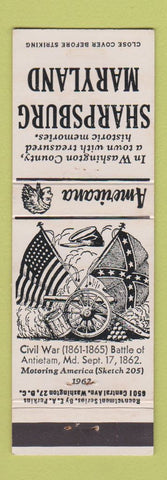 Matchbook Cover - Sharpsburg MD Civil War Perkins Americana WHITE