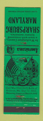 Matchbook Cover - Sharpsburg MD Civil War Perkins Americana GREEN WEAR