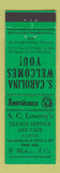 Matchbook Cover - Texaco oil gas St Matthews SC Perkins Americana GREEN