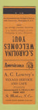 Matchbook Cover - Texaco oil gas St Matthews SC Perkins Americana ORANGE