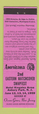 Matchbook Cover - Match Swapfest Asbury Park NJ 1959 Perkins Americana PINK