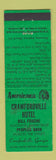Matchbook Cover - Crawfordville Hotel GA Perkins Americana GREEN