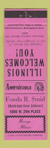 Matchbook Cover - Fonda Smid Match Collector Berwyn IL Perkins Americana PINK