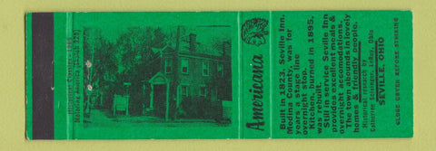 Matchbook Cover - Seville Inn Seville OH Perkins Americana GREEN