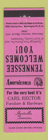 Matchbook Cover - Rector Furniture Hardware Huntsville TN Perkins Americana PINK