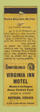 Matchbook Cover - Virginia Inn Motel Rustburg VA Perkins Americana YELLOW WORN