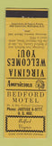 Matchbook Cover - Bedford Motel Bedford VA Perkins Americana YELLOW