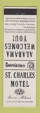Matchbook Cover - St Charles Motel Luverne AL Perkins Americana WHITE