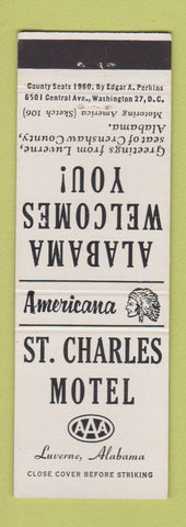 Matchbook Cover - St Charles Motel Luverne AL Perkins Americana WHITE