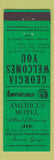 Matchbook Cover - Americus Motel GA Perkins Americana GREEN