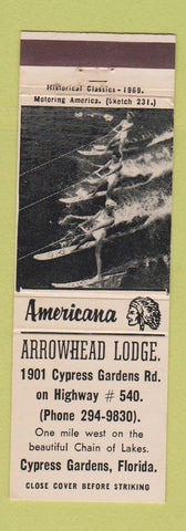 Matchbook Cover - Arrowhead Lodge Cypress Gardens FL Perkins Americana WHITE