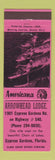 Matchbook Cover - Arrowhead Lodge Cypress Gardens FL Perkins Americana PINK