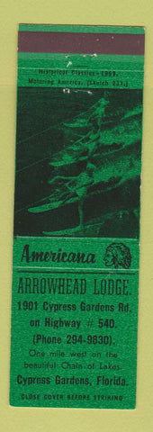 Matchbook Cover - Arrowhead Lodge Cypress Gardens FL Perkins Americana GREEN