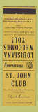 Matchbook Cover - St John Club Edgard LA Perkins Americana YELLOW