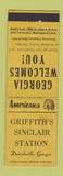 Matchbook Cover - Sinclair oil gas Danielsville GA Perkins Americana YELLOW