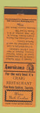 Matchbook Cover - Craig Restaurant Winton NC Perkins Americana ORANGE