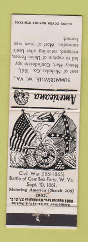 Matchbook Cover - Summerville WV Civil War Perkins Americana WHITE