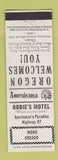 Matchbook Cover - Robie's Motel Moro OR Perkins Americana WHITE