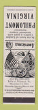 Matchbook Cover - Philomont VA Civil War Perkins Americana WHITE