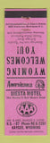 Matchbook Cover - Siesta Motel Kaycee WY Perkins Americana PINK