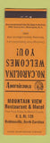 Matchbook Cover - Mountain View Motel Robbinsville NC Perkins Americana ORANGE