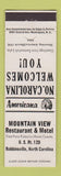 Matchbook Cover - Mountain View Motel Robbinsville NC Perkins Americana WHITE