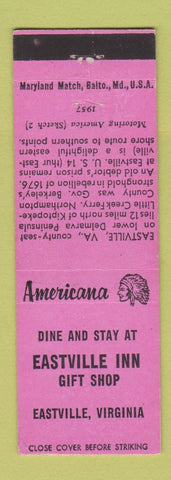 Matchbook Cover - Eastville Inn Gift Shop VA Perkins Americana PINK