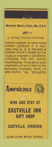 Matchbook Cover - Eastville Inn Gift Shop VA Perkins Americana YELLOW
