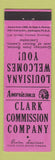 Matchbook Cover - Clark Commission Benton LA Perkins Americana PINK
