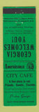 Matchbook Cover - City Cafe Preston GA Perkins Americana GREEN