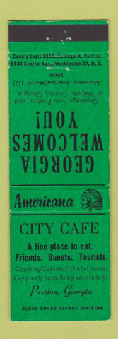 Matchbook Cover - City Cafe Preston GA Perkins Americana GREEN