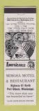 Matchbook Cover - Mimosa Motel Port Gibson MS Perkins Americana WHITE