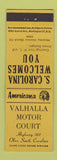 Matchbook Cover - Valhalla Motor Court Olar SC Perkins Americana YELLOW
