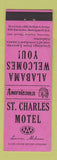 Matchbook Cover - St Charles Motel Luverne AL Perkins Americana PINK