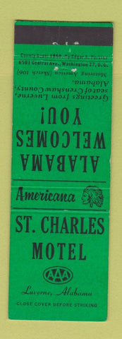 Matchbook Cover - St Charles Motel Luverne AL Perkins Americana GREEN