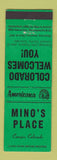 Matchbook Cover - Mino's Place Conejos Colorado Perkins Americana GREEN