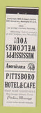 Matchbook Cover - Pittsboro Hotel Cafe MS Perkins Americana WHITE