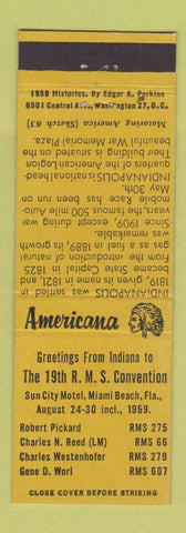 Matchbook Cover - RMS Miami Beach FL 1959 Perkins Americana YELLOW