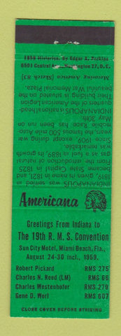Matchbook Cover - RMS Miami Beach FL 1959 Perkins Americana GREEN