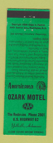 Matchbook Cover - Ozark Motel Yellville AR Perkins Americana GREEN