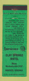 Matchbook Cover - Clay Springs Motel Hanover VA Perkins Americana GREEN