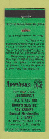 Matchbook Cover - General Store Lunenburg VA Perkins Americana GREEN