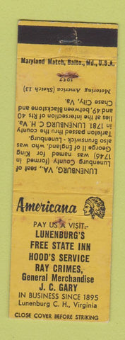 Matchbook Cover - General Store Lunenburg VA Perkins Americana YELLOW WEAR