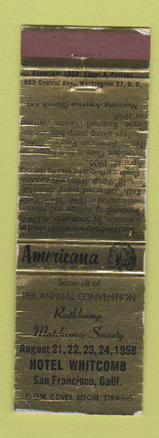 Matchbook Cover - RMS San Francisco CA 1958 GOLD Perkins Americana  WEAR