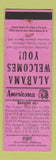 Matchbook Cover - Shirley Motel Grove Hill AL  Perkins Americana PINK WEAR