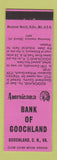 Matchbook Cover - Bank Goochland Court House VA Perkins Americana PINK