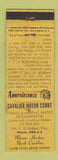 Matchbook Cover - Cavalier Court Manns Harbor NC Perkins Americana YELLOW WEAR