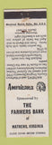 Matchbook Cover - Farmers Bank Mathews VA Perkins Americana WHITE